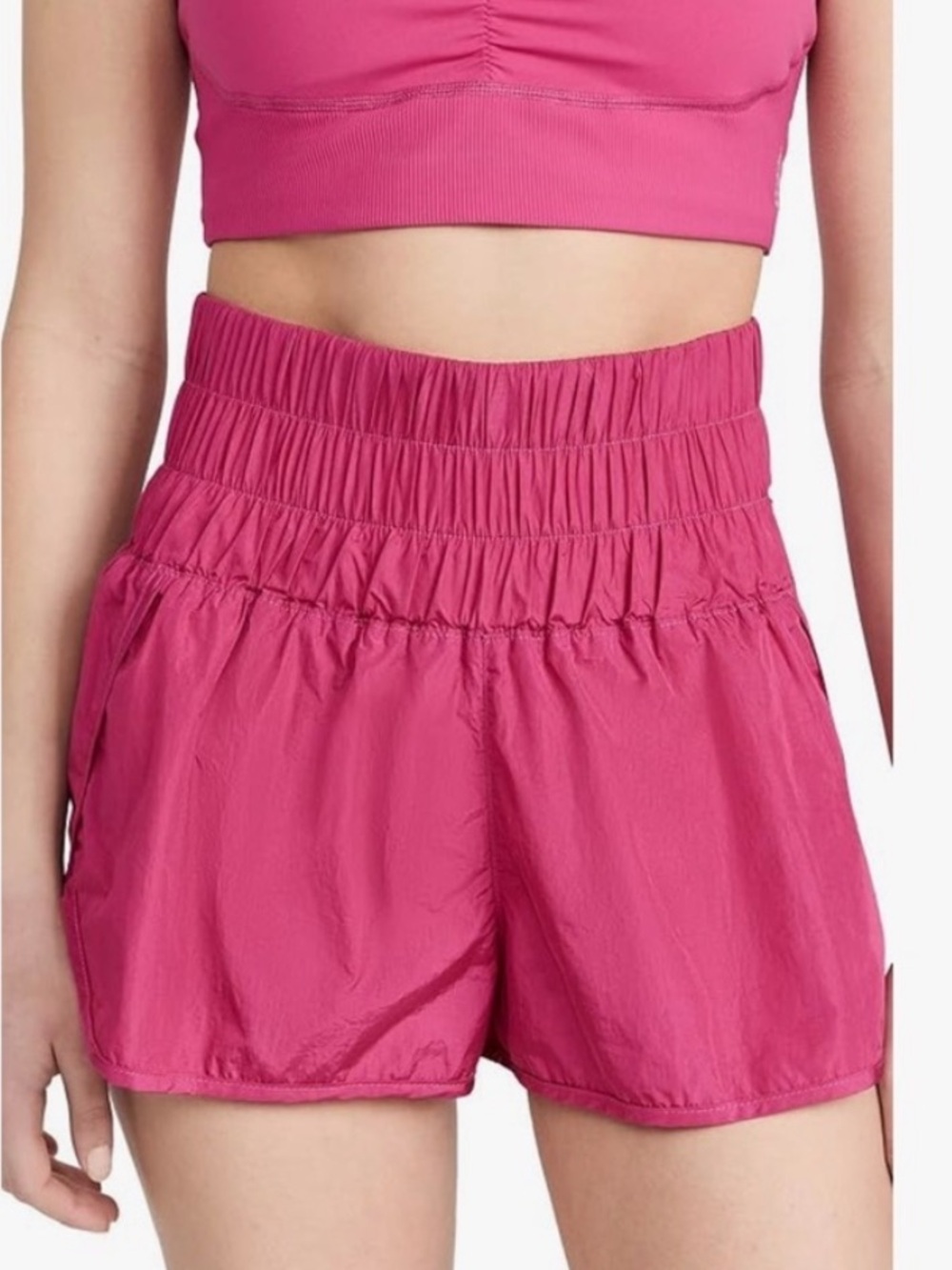 Free People FP Movement The Way Home High-Rise Smocked Waist Running Shorts
